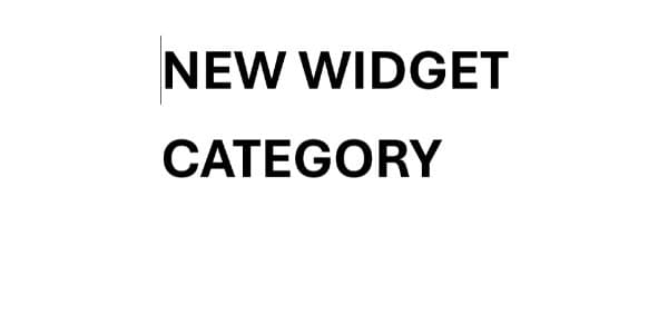 New Widget - Category